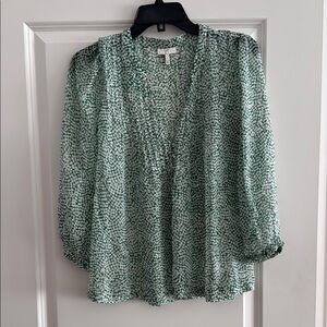 Joie Size S, Women's Green Patterned Blouse